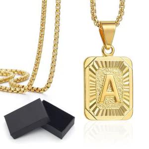 SANNIDHI Pendant for Men, Women with Letters A Letter Necklace for Men and Women-Stylish Electroplating Titanium Steel Chain A Letter Alphabet Pendant for Men Women Neck Jewellery, (Golden) - 20 inch SANNIDHI Pendant for Men, Women with Letters A Letter Necklace for Men and Women-Stylish Electroplating Titanium Steel Chain A Letter Alphabet Pendant for Men Women Neck Jewellery, (Golden) - 20 inch